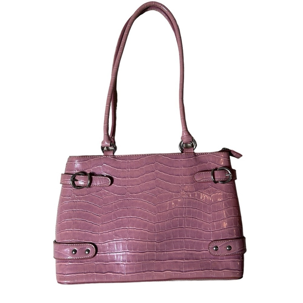 Blush Pink Crocodile Pattern Shoulder Bag